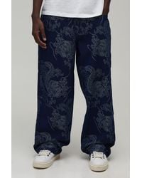 BoohooMAN - Dragon Tapestry Super Baggy Fit Jeans - Lyst