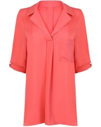 Secret Label - Peach Silky Tunic Blouse - Lyst