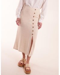 Blue Vanilla - Linen Button Front Midi Skirt - Lyst