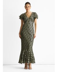 Gini London - Viscose Clipped Jacquard Bias Cut Maxi Dress - Lyst