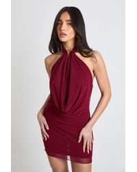 Boohoo - Slinky Halterneck Trim Mini Dress - Lyst