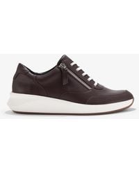 Clarks - Un Rio Zip Burgundy Leather Trainers - Lyst
