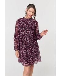 Izabel London - Animal Print Semi Sheer Short Dress - Lyst