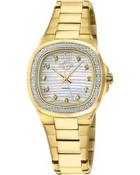 Gv2 - Potente Lady Mop Dial, 316L Stainless Steel Ipyg Diamond Swiss Quartz Watch - Lyst