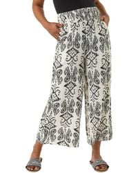 Roman - Petite Print Shirred Cropped Trouser - Lyst