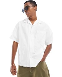 SELECTED - Boxy Oversized Revere Collar Seersucker Shirt - Lyst