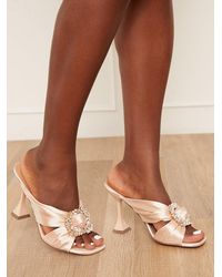 Chi Chi London - Diamante Buckle Detail Heeled Mules - Lyst