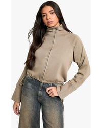 Boohoo - Funnel Neck Zip Through Oversized Boxy Sweat - Lyst