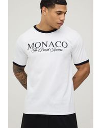 BoohooMAN - Regular Monaco Print Ringer T-Shirt Cotton - Lyst