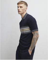 River Island - Polo Shirt Slim Fit Stripe - Lyst