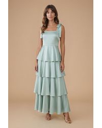 Oasis - Satin Tie Shoulder Bridesmaid Maxi Dress - Lyst