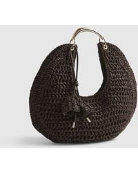River Island - Scoop Bag Raffia Metal Handle Popper - Lyst