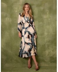 Blue Vanilla - Watercolour Wrap Dress With Tie Belt - Lyst