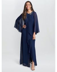 Gina Bacconi - Polly Maxi Halter Neck Dress With Embellishment And Capelet Sleeves - Lyst