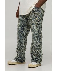 BoohooMAN - Plus Slim Flared Distressed Washed Jeans - Lyst