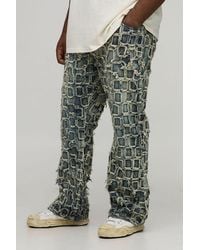 BoohooMAN - Plus Slim Flared Distressed Washed Jeans - Lyst