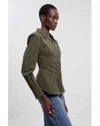 Karen Millen - Pleated Detail Cotton Woven Long Sleeve Shirt - Lyst