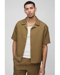 BoohooMAN - Oversized Boxy Abstract Padded Revere Shirt - Lyst