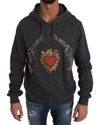 Dolce & Gabbana - Hooded Crystal Heart Gun Sweater - Lyst
