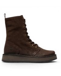 Fly London - Combat Suede Leather Lace-Up Boots - Lyst