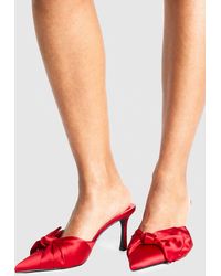 Boohoo - Limited Edition Satin Knot Front Court Mules - Lyst