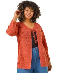 Roman - Curve Crochet Tie Front Cardigan - Lyst