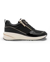 Tamaris - Damen-Sneaker Mit Plateau, Schwarz-Golden, Mit Reißverschluss Und Schnürung - Lyst