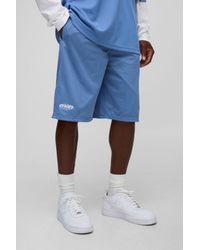 BoohooMAN - Oversized Varsity Mesh Mid Length Shorts - Lyst