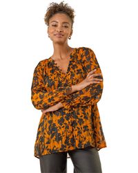 Roman - Metallic Floral Buttoned Blouse - Lyst