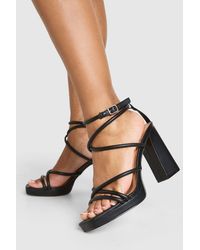 Boohoo - Cross Strap Platform Heels - Lyst