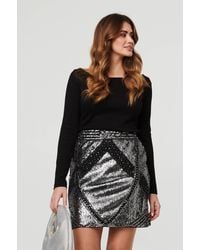 Izabel London - Metallic Sequin Embellished Mini Skirt - Lyst
