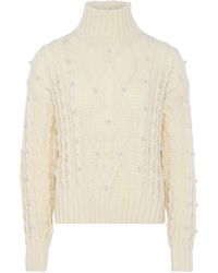 faina - Pullover Mit Perlen Damen Wollweiß - Lyst