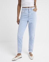 River Island - Denim High Waisted Sculpt Mom Jeans - Lyst
