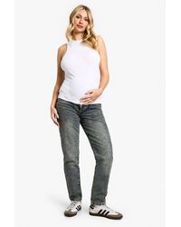 Boohoo - Maternity Basic High Waisted Mom Jeans - Lyst