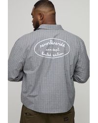 BoohooMAN - Plus Oversized Boxy Worldwide Print Micro Check Shirt - Lyst