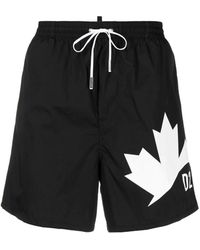 DSquared² - Maple Leaf Logo Print Swim Shorts - Lyst