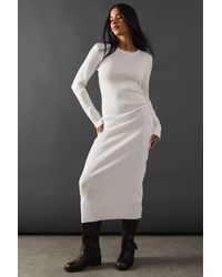 Warehouse - Ruched Side Knitted Midi Dress - Lyst