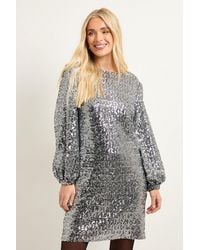 Wallis - Petite Square Sequin Cowl Shift Dress - Lyst