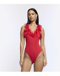 River Island - Bodysuit Frill - Lyst