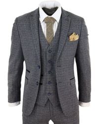 Paul Andrew - 3 Piece Tweed Check Vintage Retro Suit Velvet - Lyst