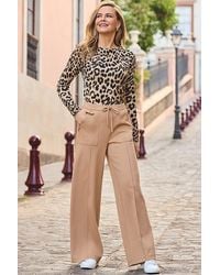 Sosandar - Camel Super Soft Wide Leg Trousers - Lyst