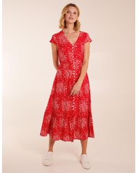 Blue Vanilla - Button Through Shirred Waist Midi Dress - Lyst