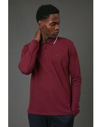 MAINE - Long Sleeve Pique Polo Shirt Cotton - Lyst