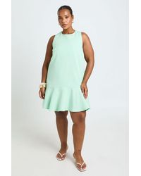 Boohoo - Plus Racer Neckline Frill Hem Mini Dress - Lyst