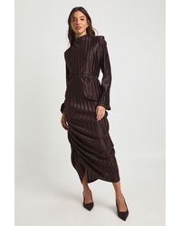 Boohoo - High Neck Plisse Midi Bodycon Dress - Lyst