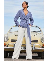 Sosandar - Petite & Stripe Tie Side Shirt Cotton - Lyst