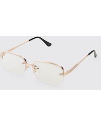 BoohooMAN - Rectangular Rimless Tinted Sunglasses - Lyst