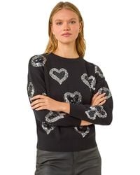 Roman - Heart Sequin Detail Knit Jumper - Lyst