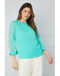 Wallis - Hotfix 3/4 Sleeve Overlay Top - Lyst