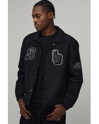 BoohooMAN - Varsity Badge Collared Coach Jacket - Lyst